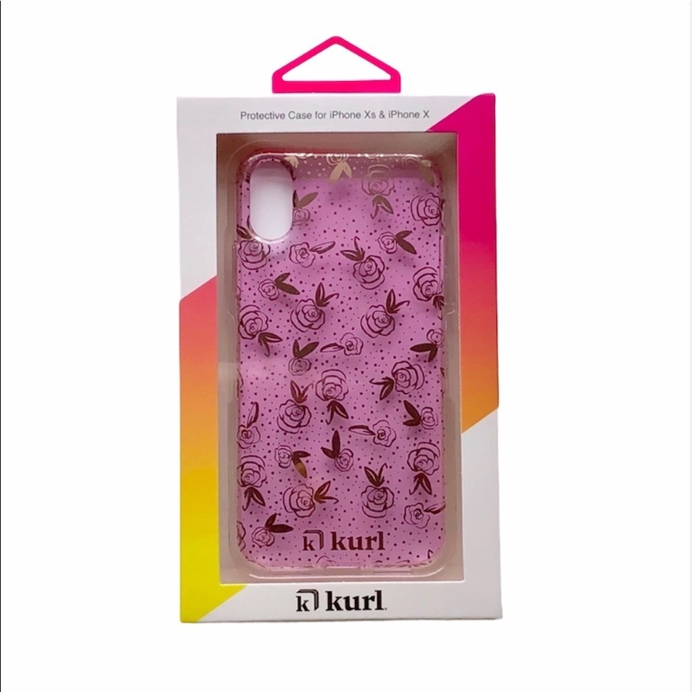 Clear Pink Gold Flower iPhone Case for Xs & X